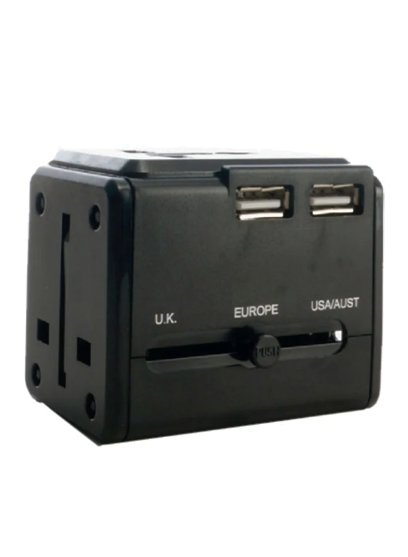 American Tourister  Universal Travel Adapter Black|3 USB Ports|Compact and Portable|Universal Compatibility  | Best Price UAE